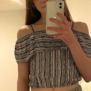 Ruffled off the shoulder crop top
